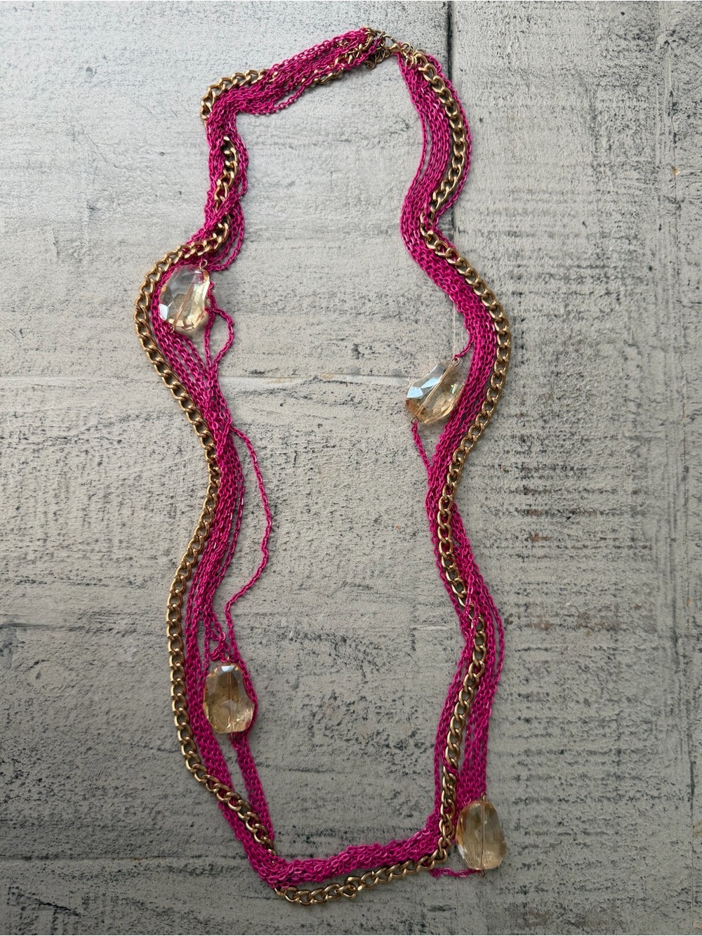 Pink and Gold Chain Necklace with Crystal Accents 🩷💛 Best Offer Accepted!